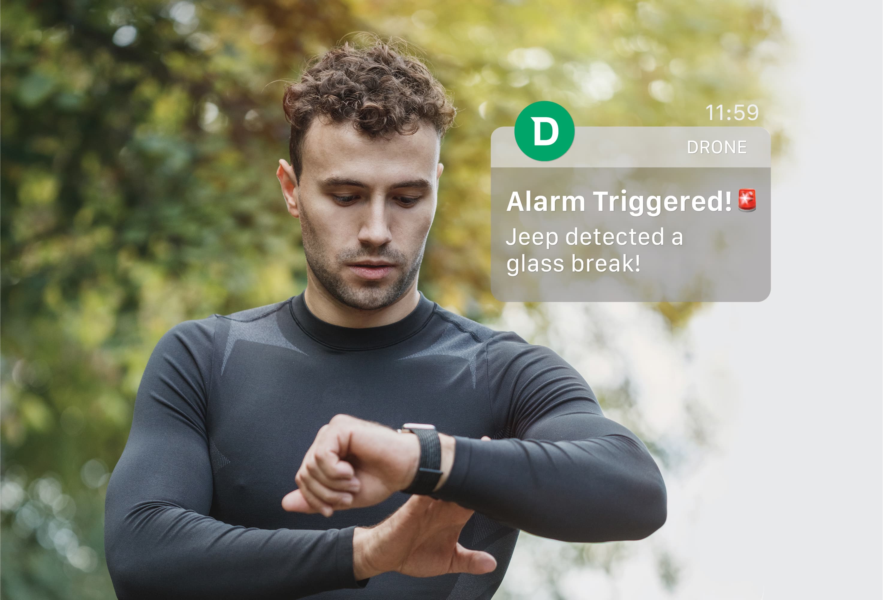 Smartwatch car alarm alerts